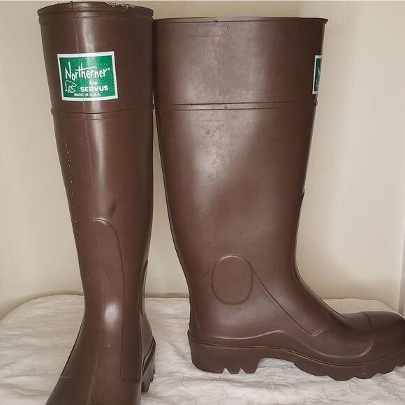 Vintage Brown Gumboots Rain Wellies - Picture 4 of 12